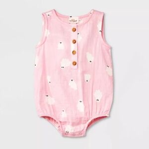 NWT Cat & Jack Size 18 Months Pink Ghost Gauze Romper!